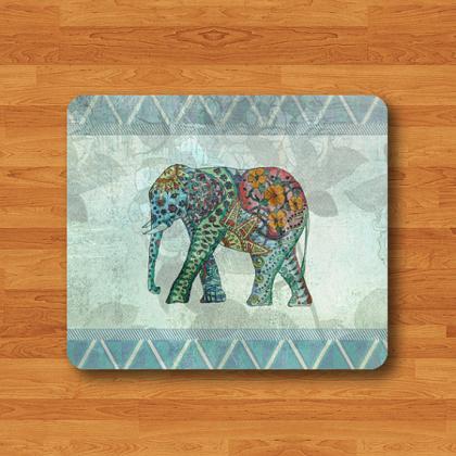 Blue Geometric Pattern Elephant Lac..
