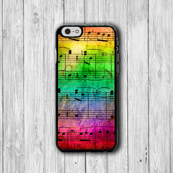 Song Sheet Colorful Rainbow Iphone 6 Cases, Music And Note Iphone 5s, Iphone 4, Iphone 4s Hard Case, Rubber Deco Hipster Accessorie Cover