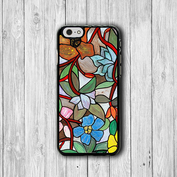 Stained Glass Flower Cases Printed Design for iPhone 6 Cases, 6 Plus, iPhone 5S,5 Case, iPhone 5C Case, iPhone 4S, 4 Floral items HER Gift