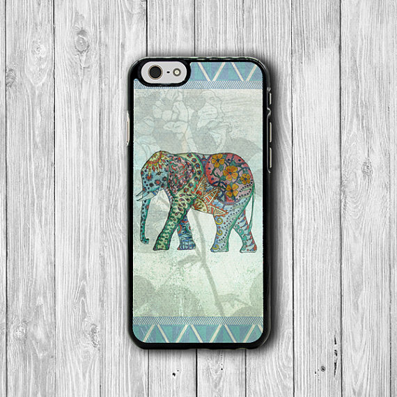 Color Drawing Mint Elephant Aztec Iphone 6 Cases, 6 Plus, Iphone 5s, Iphone 5 Case, Iphone 5c Case, Iphone 4s Case, Iphone 4 Floral Printed