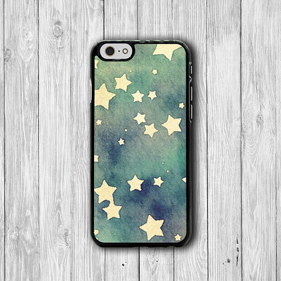 Blue Watercolor Star Paints Iphone 6 Cover, Drawing Pastel Iphone 6 Plus, Iphone 5s, Iphone 4s Hard Case, Rubber Computer Accessories Gift