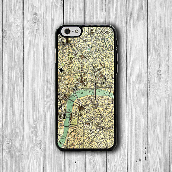 Vintage 60s LONDON MAP iPhone 6 Cover, Art Craft Antique iPhone 6 Plus, iPhone 5 / 5S iPhone 5C Cases iPhone 4/4S Accessory Wallet Case Gift #40