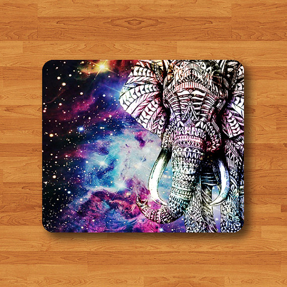 Elephant Galaxy Mouse Pad Hipster Nebula Space Big Animal Art Drawing MousePad Abstract Aztec Drawing Desk Deco Accessory Rubber Boss Gift#2-6