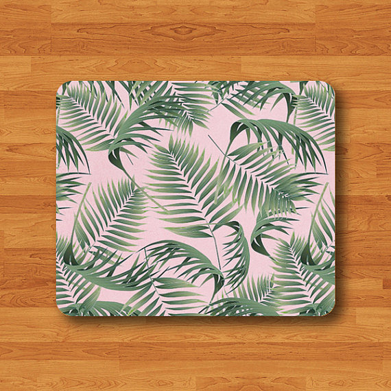 Pink BG Palm Leaf Sweet Mouse Pad Gift For HER COMPUTER MousePad Office Desk Decor Accessories Gift for Coworker Office Best Friend Gift#2-7