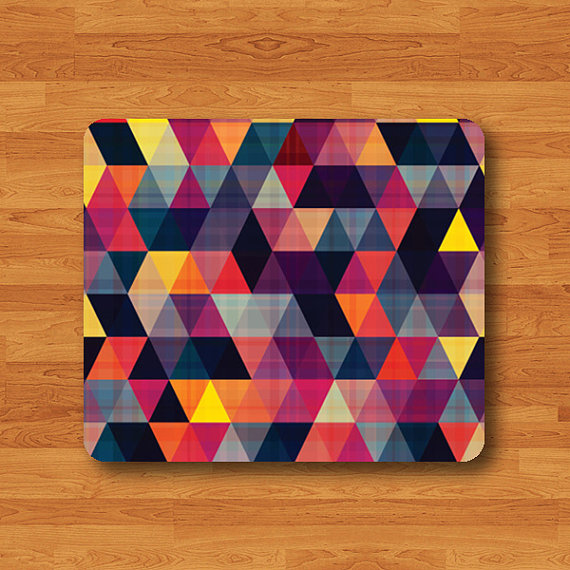 Triangle Geometric Abstract Colorful Fabric Mouse Pad Vintage Computer Gift Design Pattern Mousepad Color Work Accessories Drawing Desk#2-14