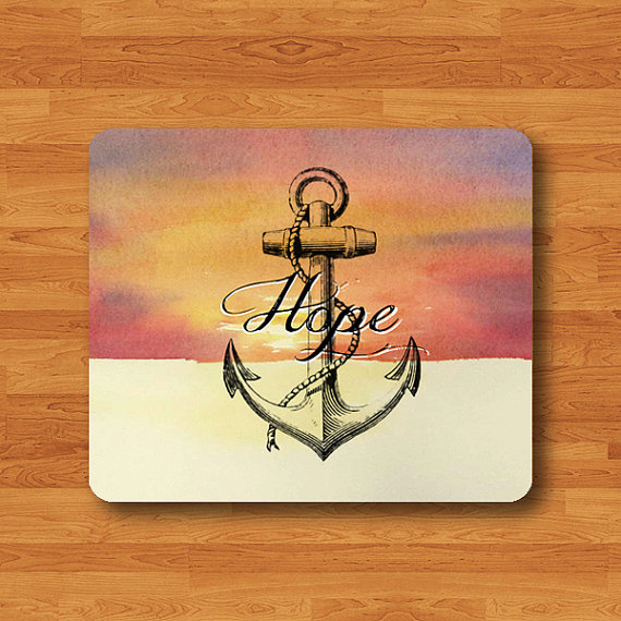 Quote HOPE And ANCHOR Art Sky Mouse Pad Drawing Navy Ship Signal Printed MousePad Desk Deco Work Pad Mat Rectangle Personal Office Gift Men#2-16