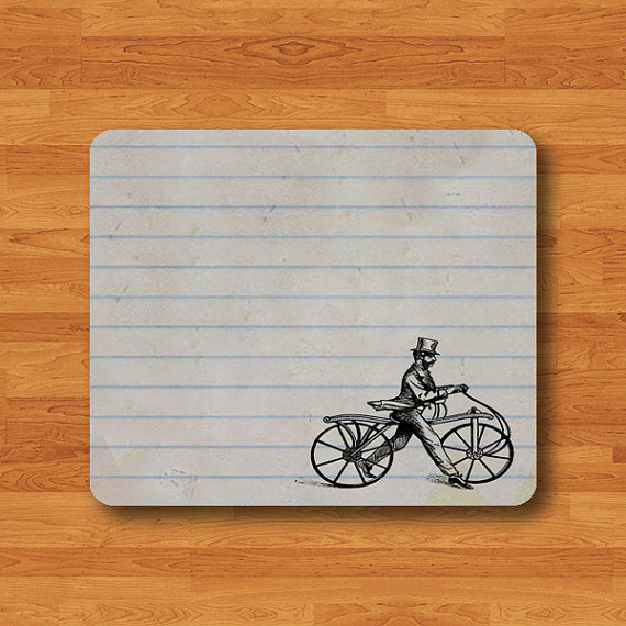 Paper Note Vintage Bicycle Mouse Pad Art Book Drawing Horizontal Stripes MousePad Computer Matt Personalized Gift Desk Deco New Year Gift#2-45