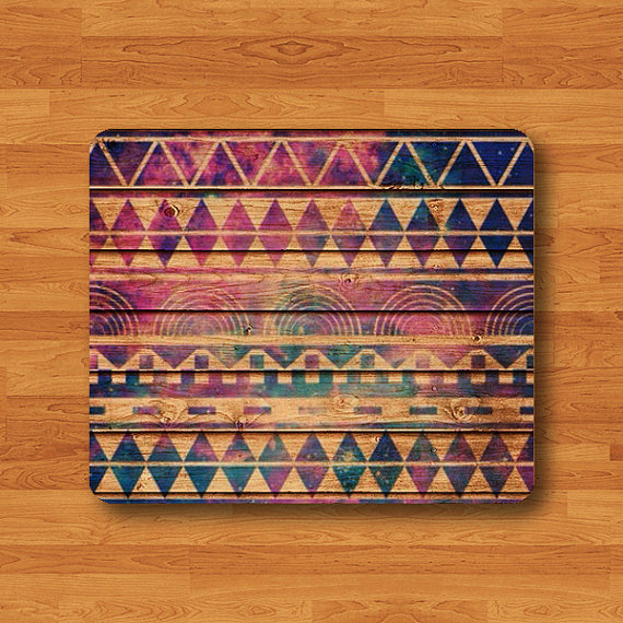 Aztec Wood Galaxy Wooden Geometric Shape Tribal Indian Art Triangle Mouse Pad MousePad Desk Deco Work Pad Mat Rectangle Personal Gift#2-50