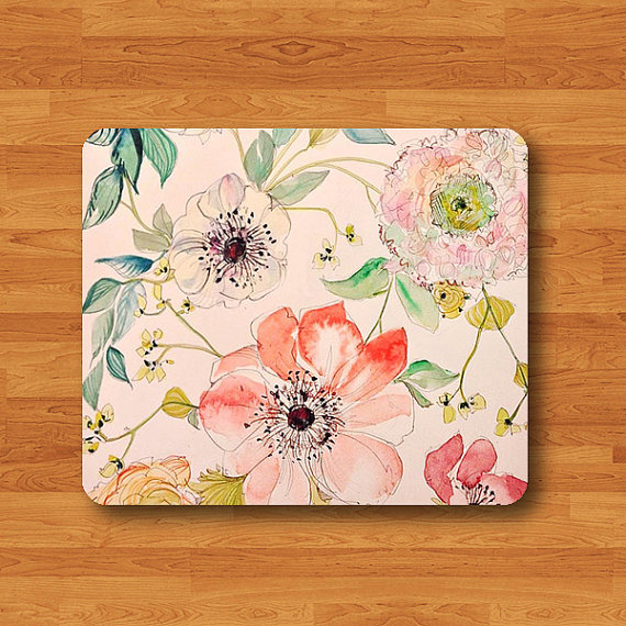 Vintage Flower Rose Floral Jasmine Girl Beautiful Pattern Mouse Pad Mousepad Desk Deco Work Pad Mat Rectangle Personal Boss Gift Christmas#2-51