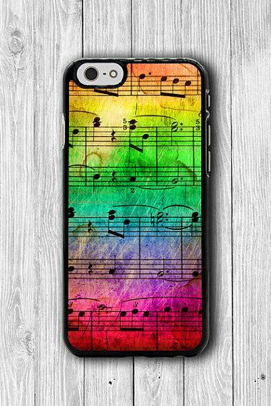 Song Sheet Colorful Rainbow iPhone 6 Cases, Music and Note iPhone 5S, iPhone 4, iPhone 4S Hard Case, Rubber Deco Hipster Accessorie Cover