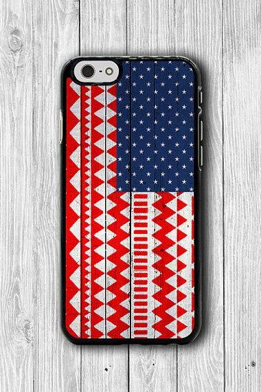 Aztec USA Flag Wooden Vintage iPhone 6 Cover, American Wood Red iPhone 6 Plus, iPhone 5S, iPhone 4S Hard Case, Rubber Cover Accessories Gift #32