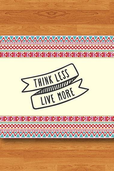 THINK Less LIVE More MOUSEPAD Words Drawing Sweet Aztec Pink Mouse Pad Computer Office Desk Deco Quote Teacher Gift Personalized Customized#2-24